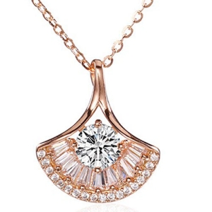 2025 New Arrival Women's 925 Sterling Silver Moissanite Necklace – Summer Luxe Modern Chinese-Inspired Collarbone Pendant Jewelry for Southeast Asi