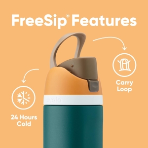 FreeSip Insulated Stainless Steel Water Bottle with Straw for Sports and Travel, BPA-Free, 24-oz, Blue/Teal (Denim)
